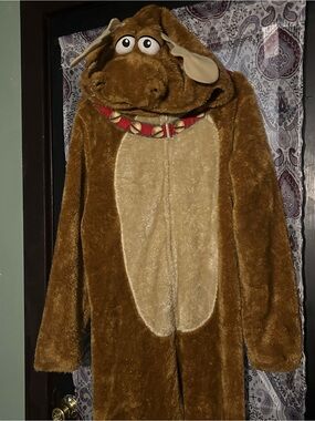 Brown Moose adult Costume Plush Onesie with Hood